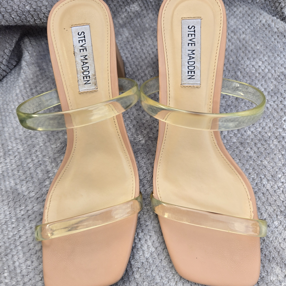 Steve Madden Women's Peach Clear-Strap Slide Sandals